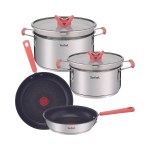Batería de Cocina T-Fal Optispace 6 Piezas Titanio Inducción