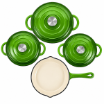 Juego de Ollas Hierro Fundido Esmaltado 7 Piezas Verde Esfumado- FIRE KING - Imagen 2